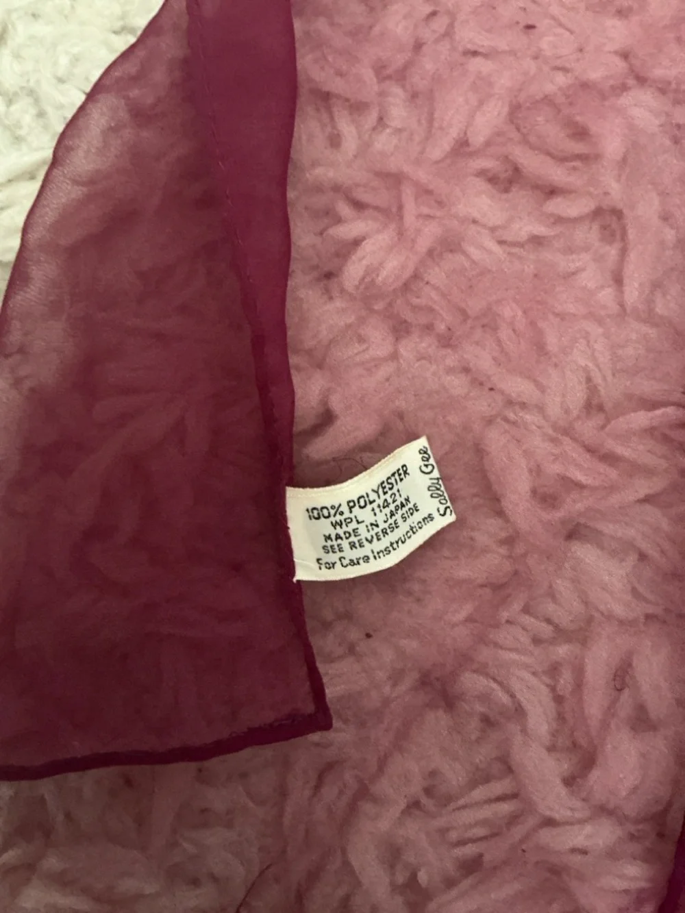 VINTAGE Plum Glitzy Embellished Chiffon Scarf